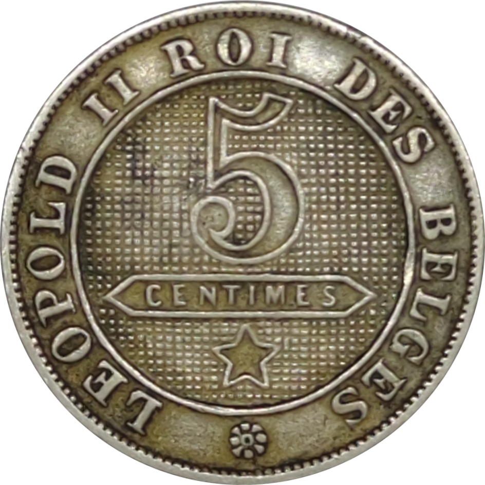 5 centimes - Léopold II - Lion héraldique