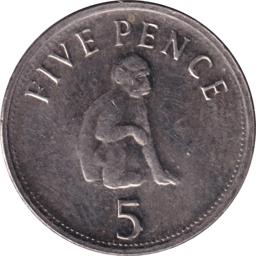 5 pence - Elizabeth II - Grand buste agé