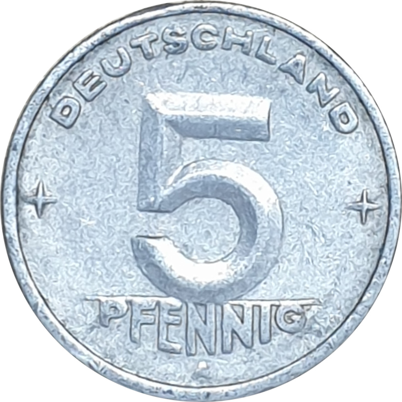 5 pfennig - Weath ear and gear
