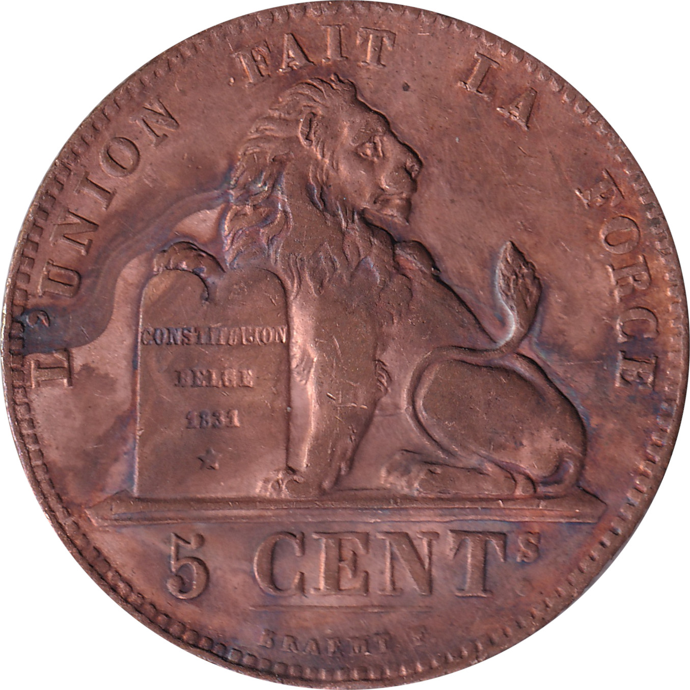 5 centimes - Léopold I - Grand module