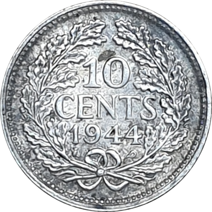 10 cents - Wilhelmina I - Tête mature