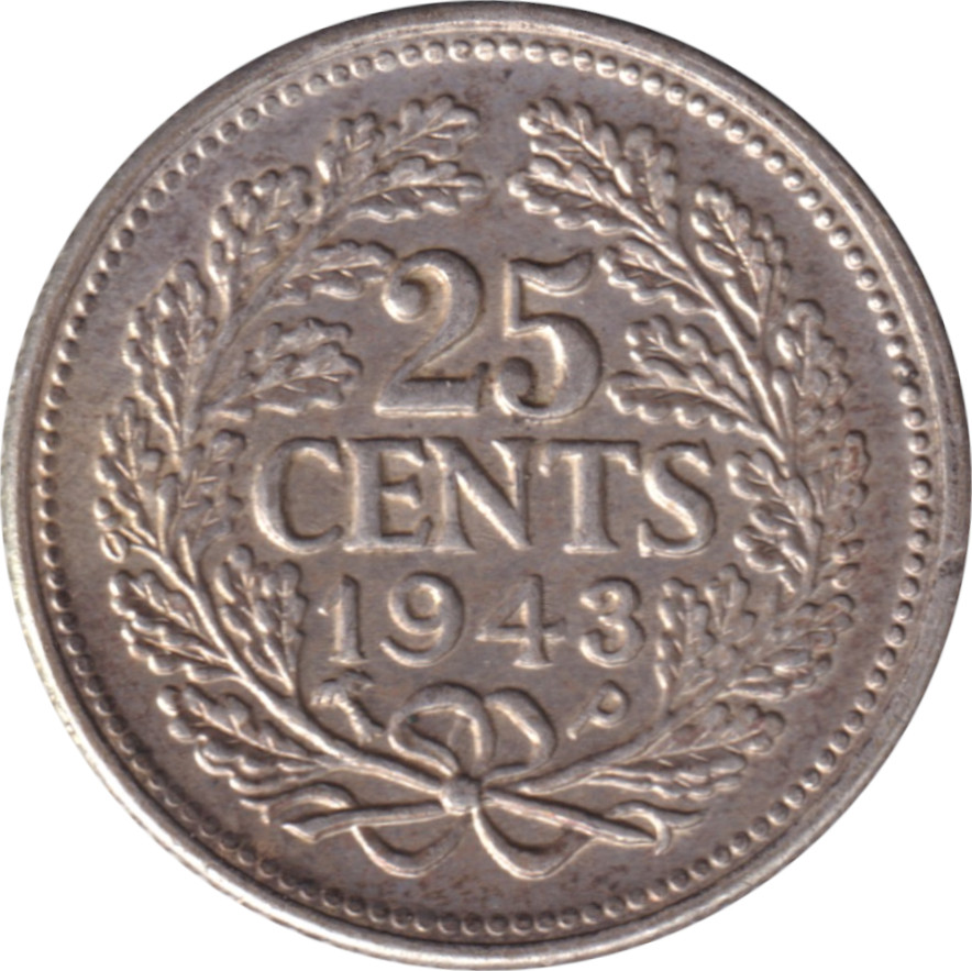 25 cents - Wilhelmina I - Tête mature