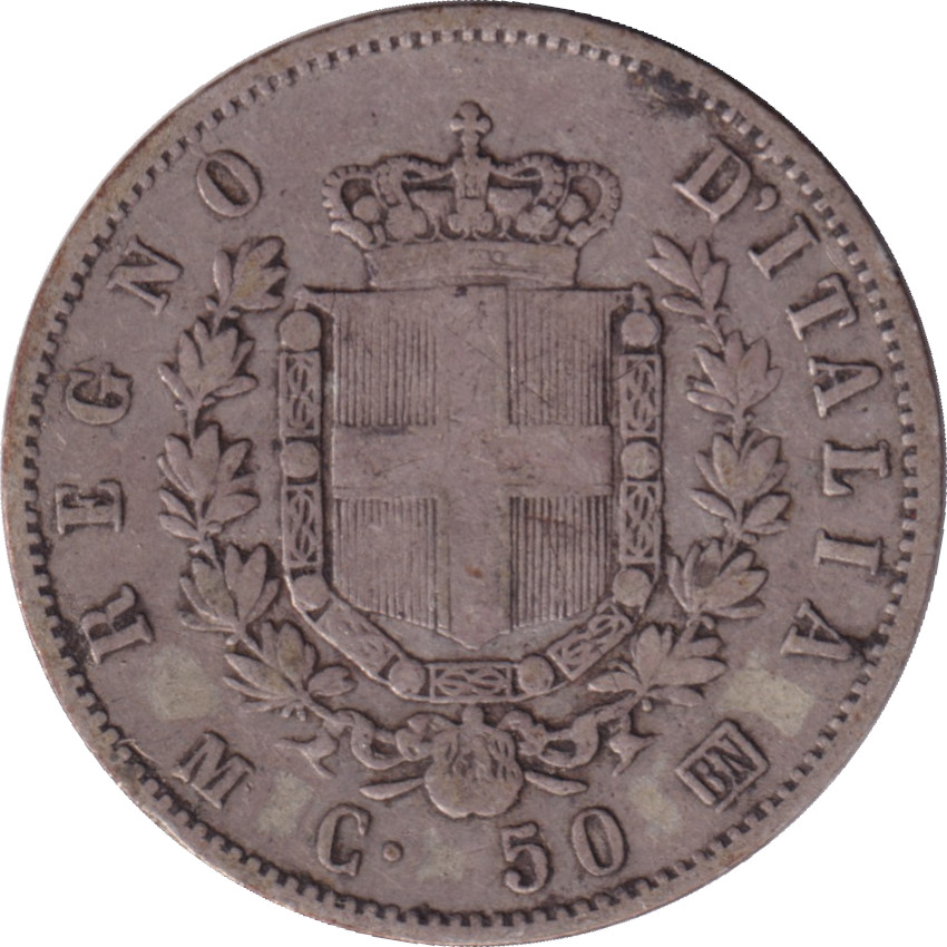 50 centesimi - Victor Emmanuel II - Shield