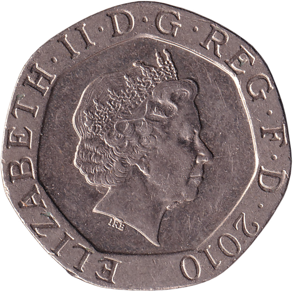 20 pence - Elizabeth II - Tête agée - Blason