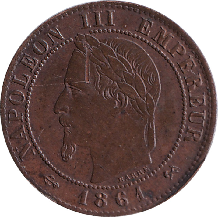 1 centime - Napoléon III - Tête laurée