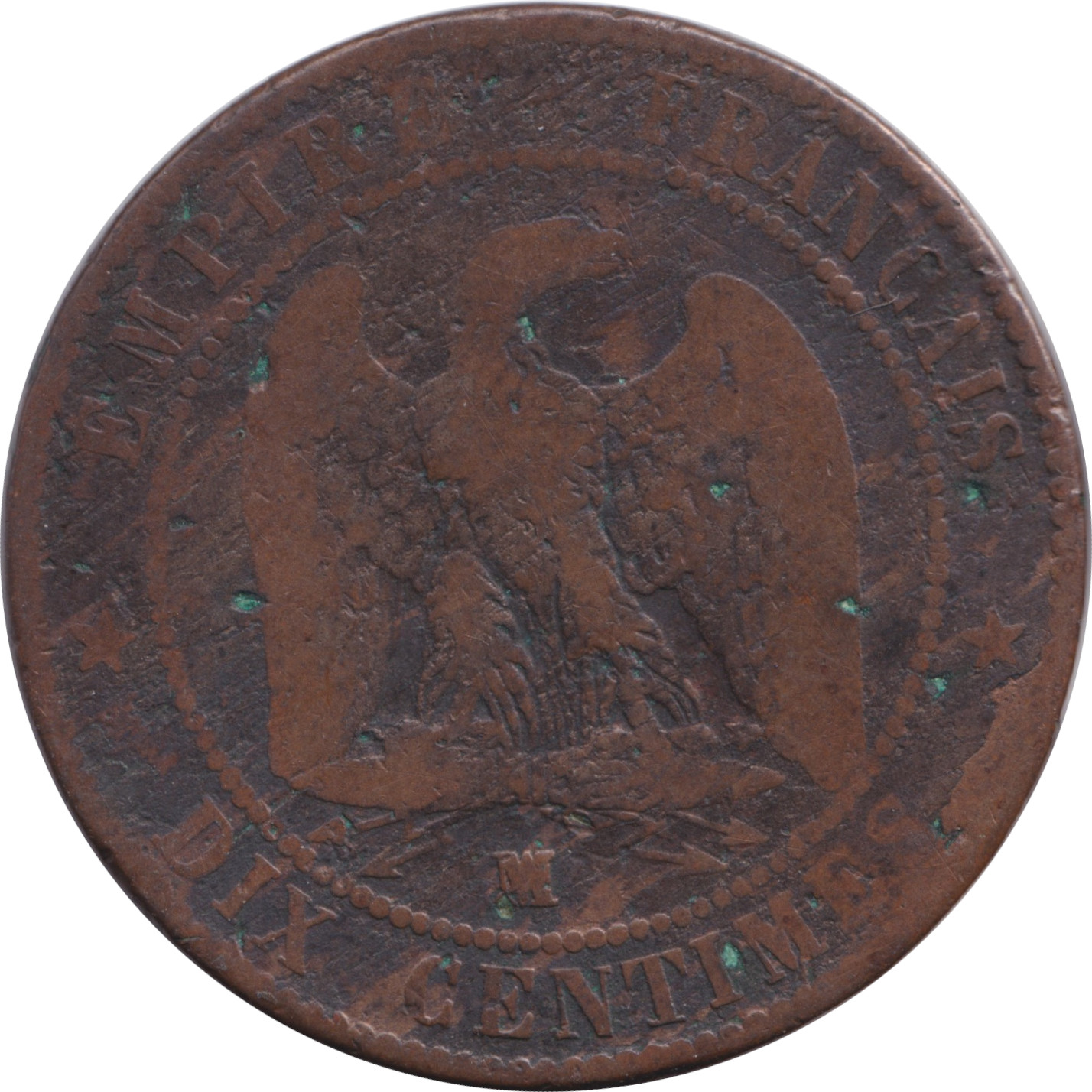 10 centimes - Napoléon III - Bare head