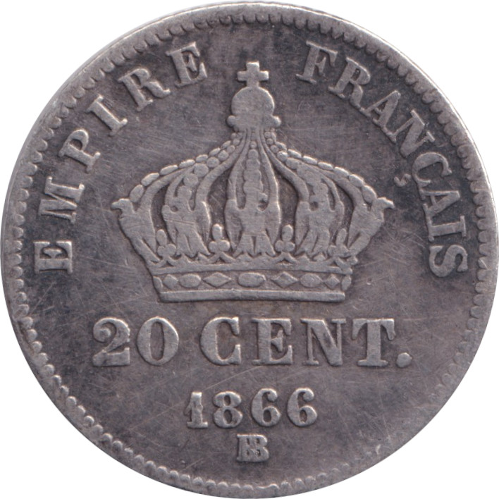 20 centimes - Napoléon III - Tête laurée - Petit module