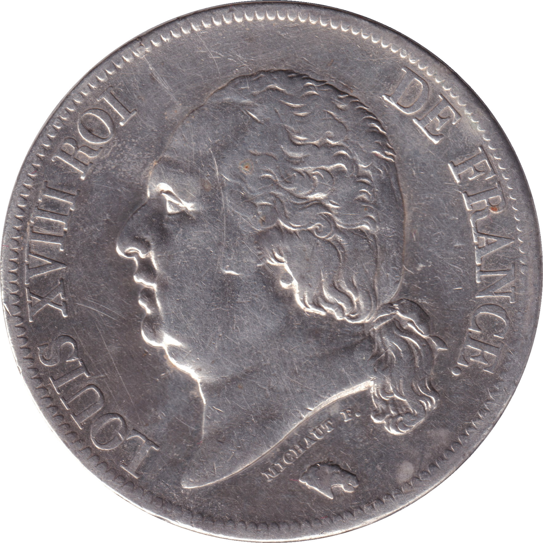 5 francs - Louis XVIII - Bare head