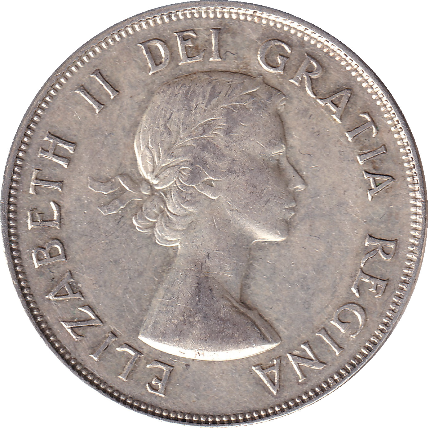 50 cents - Elizabeth II - Buste jeune - Grandes armoiries